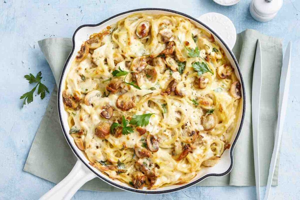 grouse tetrazzini with swiss cheese
